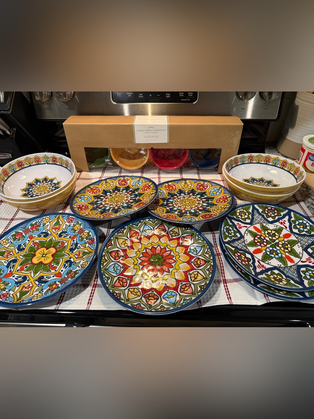 New Rare Pottery Barn Talavera Melamine Dining/Serving Set